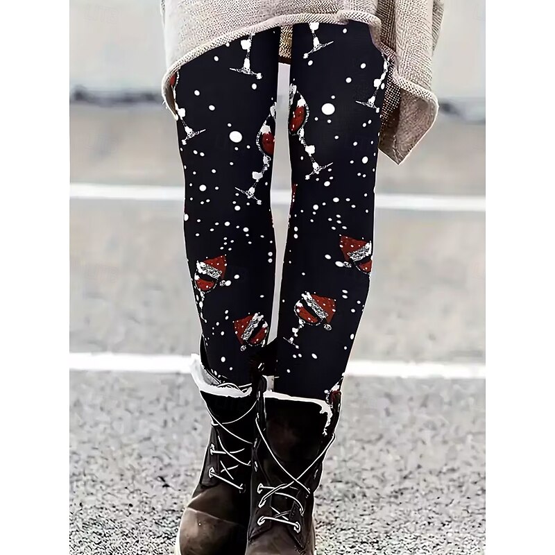 Women's Leggings Vacation Vintage Fashion Full Length High WaistPantsUgly Christmas Graphic Printing Thermal Warm Soft Breathable Stretchy Formal Outdoor Vacation Black Summer Spring Fall Winter