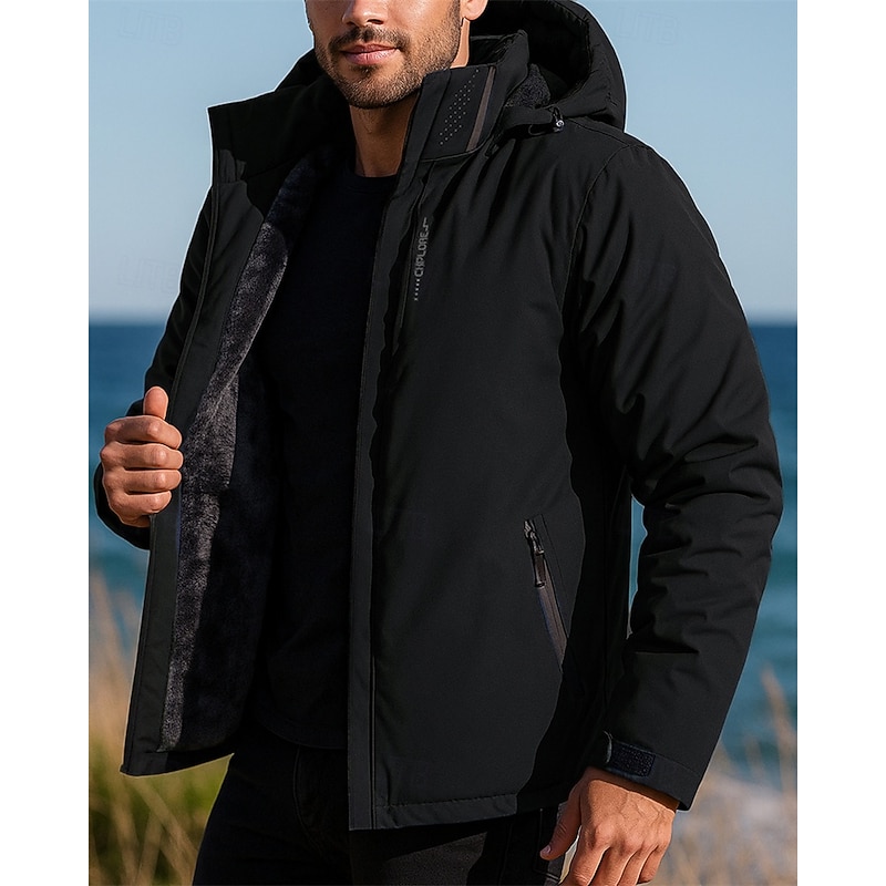 Men's Hiking Jacket Fleece Jacket Thermal Jacket Winter Outdoor Thermal Warm Top Dark Grey Black White Dark Blue4