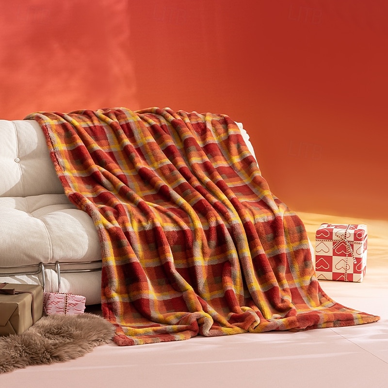 Christmas Sofa Throw Blanket, Red New Year Blanket, Autumn Winter Office Nap Blanket, American Vintage Style Car Blanket2