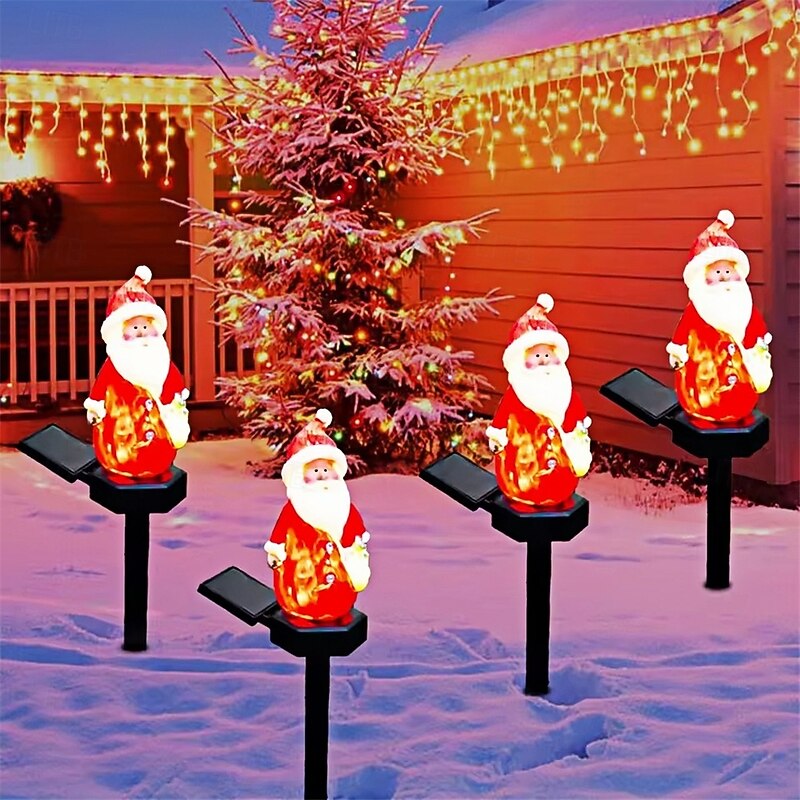 Led Solar Outdoor Christmas Lawn Light Resin Floor Plug Cartoon Animal Decoration Garden Courtyard Landscape Light  1PC3