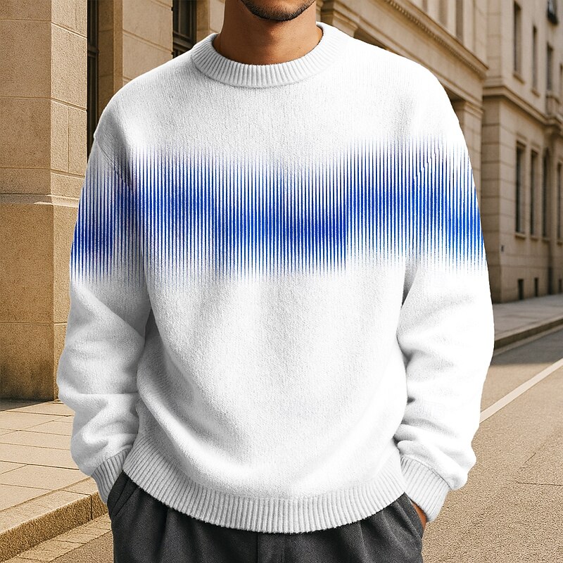 Men's Color Block Abstract Pullover Sweater Jumper Knitwear Crewneck Casual Vacation Daily 3D Print Knitting Keep Warm Long Sleeve Spring Fall Winter Black Blue Green2
