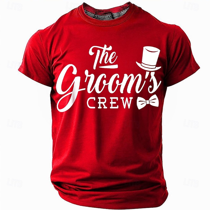 Men's The Groom's Crew Funny Slang T Shirt Short Sleeve T shirt 3D Print Crew Neck Shirt Fashion Daily Street Daily Black Red Blue Summer Spring Clothing Apparel S M L XL XXL XXXL