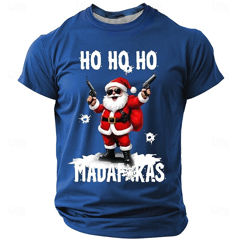 Men's Santa Claus Funny Slang T Shirt Short Sleeve T shirt 3D Print Crew Neck Shirt Fashion Daily Street Daily Black Red Blue Summer Spring Clothing Apparel S M L XL XXL XXXL3