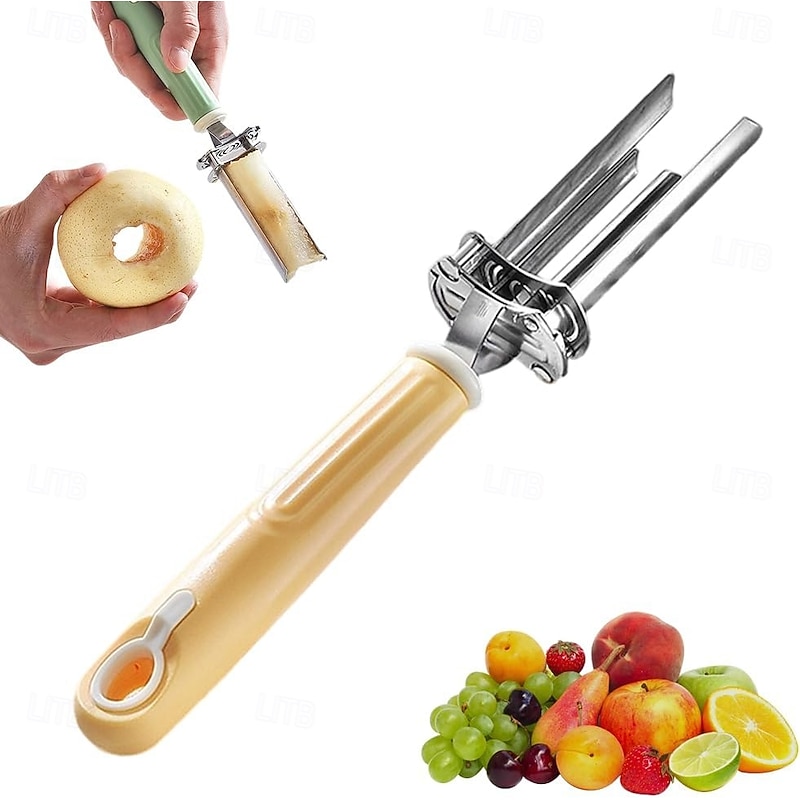 2-in-1 Stainless Steel Pepper Seed Corer Remover Adjustable Corer Tool for Apple, Bell Pepper, Pear, Red Dates Quick and Easy Fruit Vegetable Seeder Tool for Kitchen Gadgets