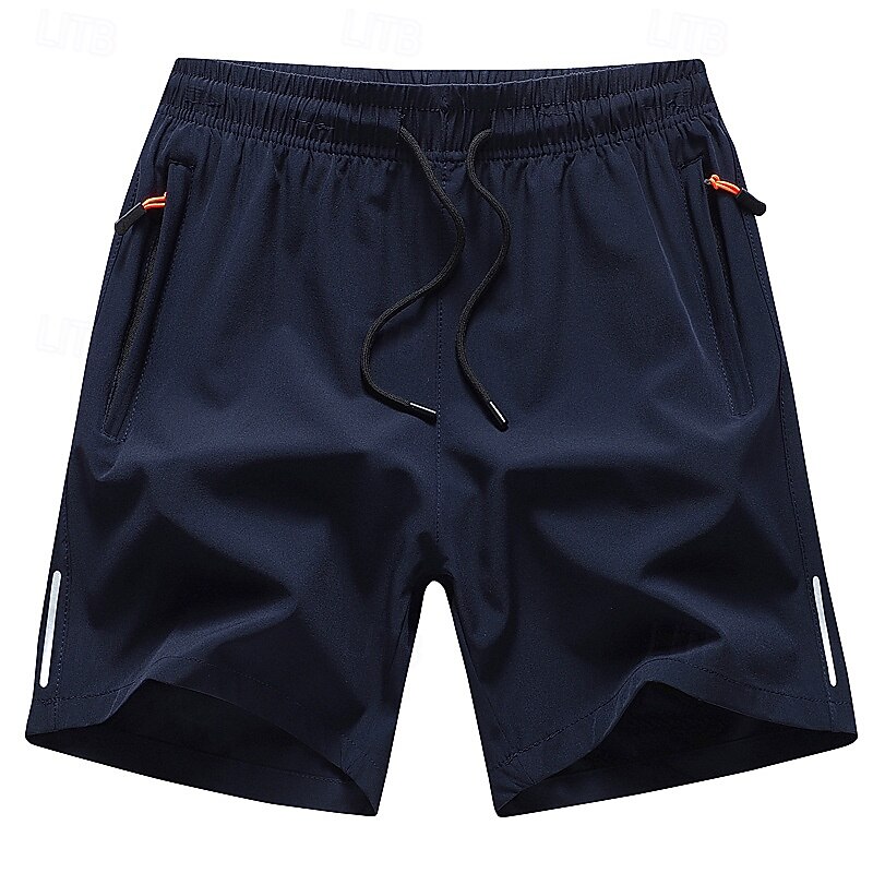 Men's Athletic Shorts Outdoor Shorts Hiking Shorts Elastic Waist Zipper Pocket Plain Quick Dry High Stretch Knee Length Outdoor Daily Streetwear Sports Fashion Black Blue Micro-elastic2