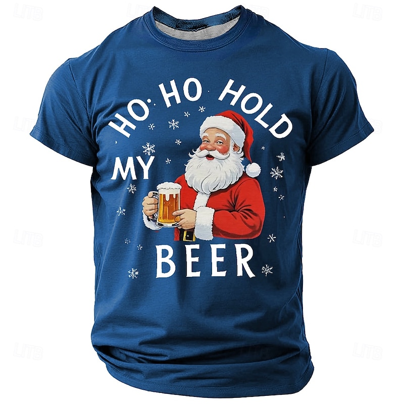 Christmas Men's Santa Claus T Shirt Short Sleeve T shirt 3D Print Crew Neck Shirt Daily Designer Artistic Vacation Party Street Black Red Blue All Seasons Clothing Apparel S M L XL XXL XXXL4