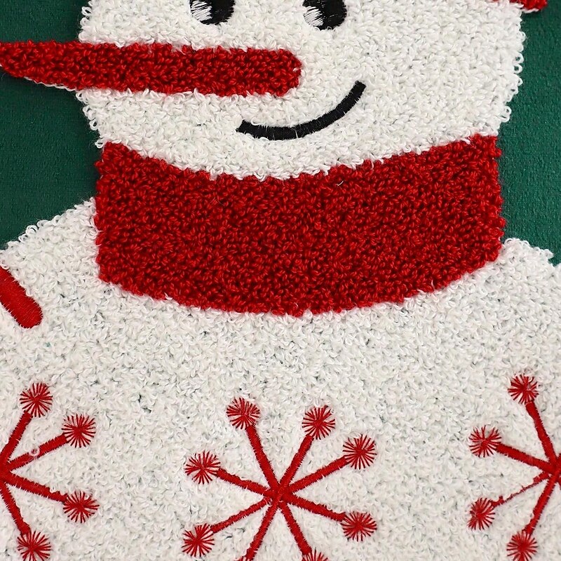 Christmas Snowman Embroidered Throw Pillow, Holiday Decorative Cushion Cover for Sofa Couch Bed3