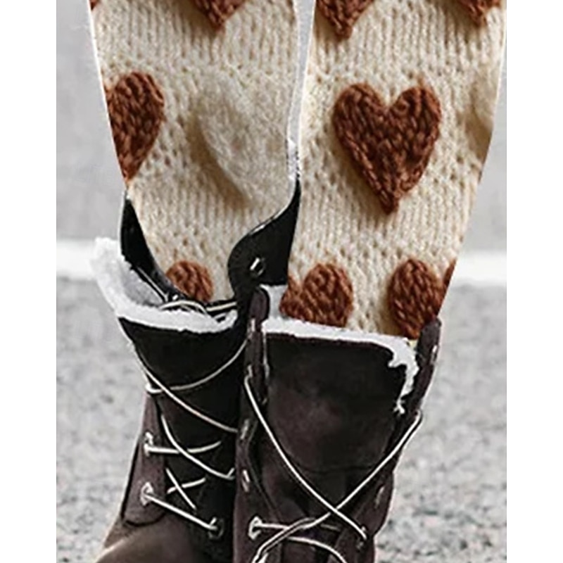 Women's Pants Trousers Leggings Cozy Leggings Streetwear Casual Full Length High WaistPantsHalloween Heart Elastic Waist Print Breathability Comfortable Stretchy Vacation Street Daily Wear Khaki3