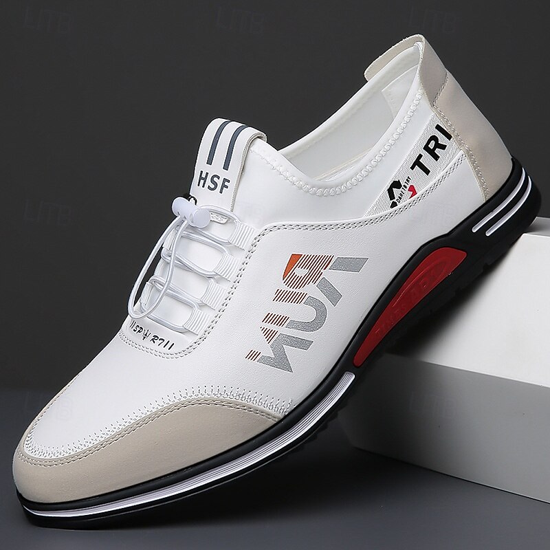 Men's White Faux Leather Running Sneakers – Lightweight Breathable Sports Shoes for Jogging, Gym Workouts and Active Lifestyle3