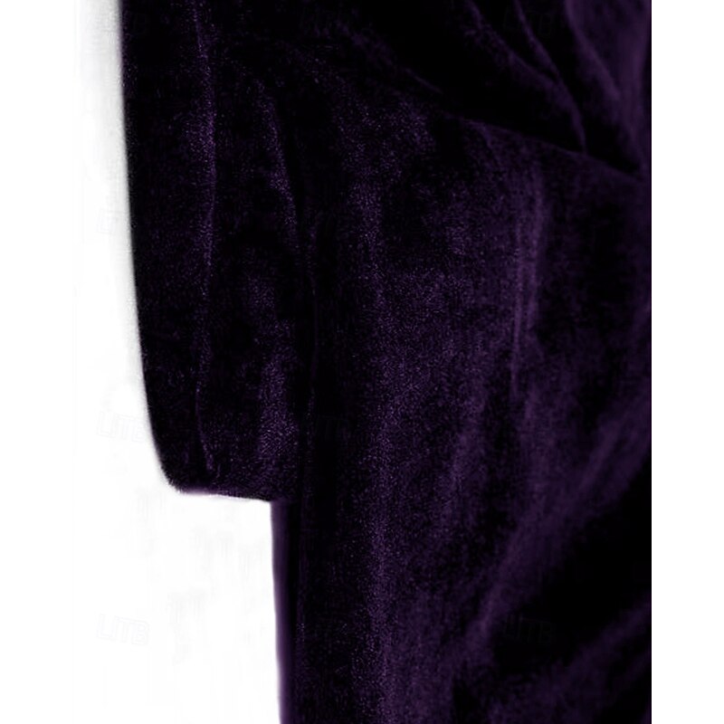 Women's Midi Dress Velvet Dress Cocktail Dress Elegant Fashion Modern Outdoor Party Party Evening Wear Regular Fit Plain Long Sleeve Crew Neck Purple Spring Autumn4
