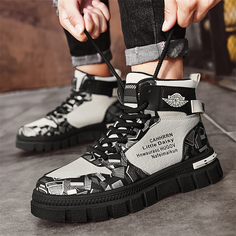Men's High Top Fashion Casual Sneakers | Trendy Printed Design for Street Style & Daily Wear3