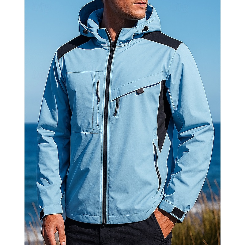 Men's Windbreaker Softshell Jacket Hiking Jacket Outdoor Waterproof Windproof Hiking Outfits Hiking Clothes Spring Autumn / Fall Top Fishing Camping / Hiking / Caving Running Solid Color Black Army4