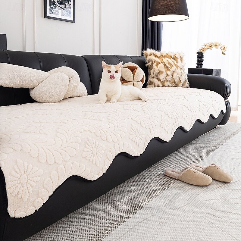 Plush Cotton Velvet Sofa Cushion, All-Season Thick Jacquard Slipcover, Luxury Non-Slip Sofa Protector with Backrest Cover, Pet-Friendly4