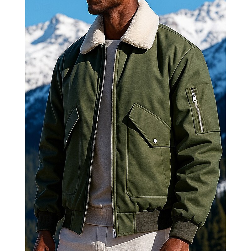 Men's Bomber Jacket Hiking Jacket waterproof jacket Outdoor Waterproof Windproof Hiking Outfits Hiking Clothes Winter Autumn / Fall Top Fishing Camping / Hiking / Caving Running Solid Color Black3