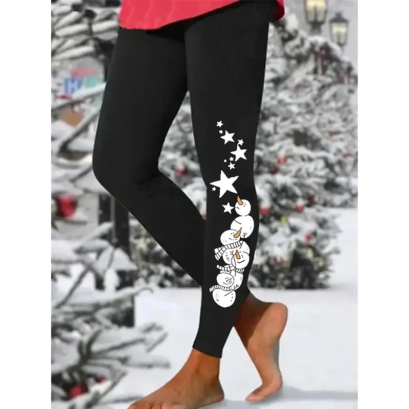 Women's Leggings Vacation Vintage Fashion Full Length High WaistPantsUgly Christmas Graphic Animal Printing Thermal Warm Soft Breathable Stretchy Formal Outdoor Vacation Black White Summer Spring Fall3