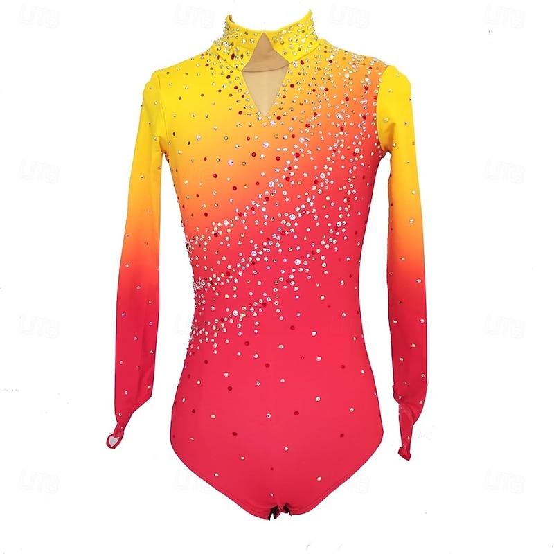 Boys' Green Gradient Figure Skating Dress Adult Gymnastics Performance Customized Competition Dress