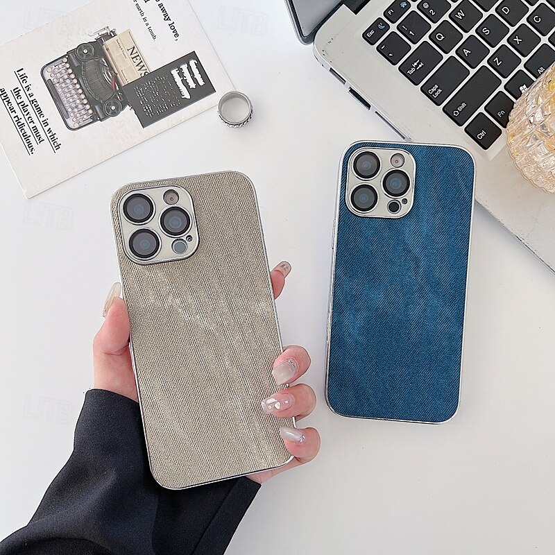 Phone Case For iPhone 16 15 14 Pro Max Plus 13 Pro Max Back Cover Shockproof Retro Canvas Plating2