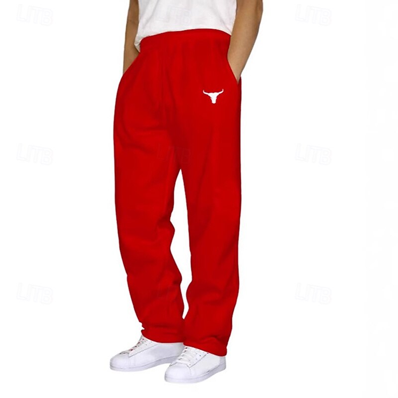 Men's Sweatpants Trousers Straight Leg Sweatpants Drawstring Pocket Elastic Waist Cow Comfort Sports Outdoor Daily Fashion Casual Black Wine Micro-elastic