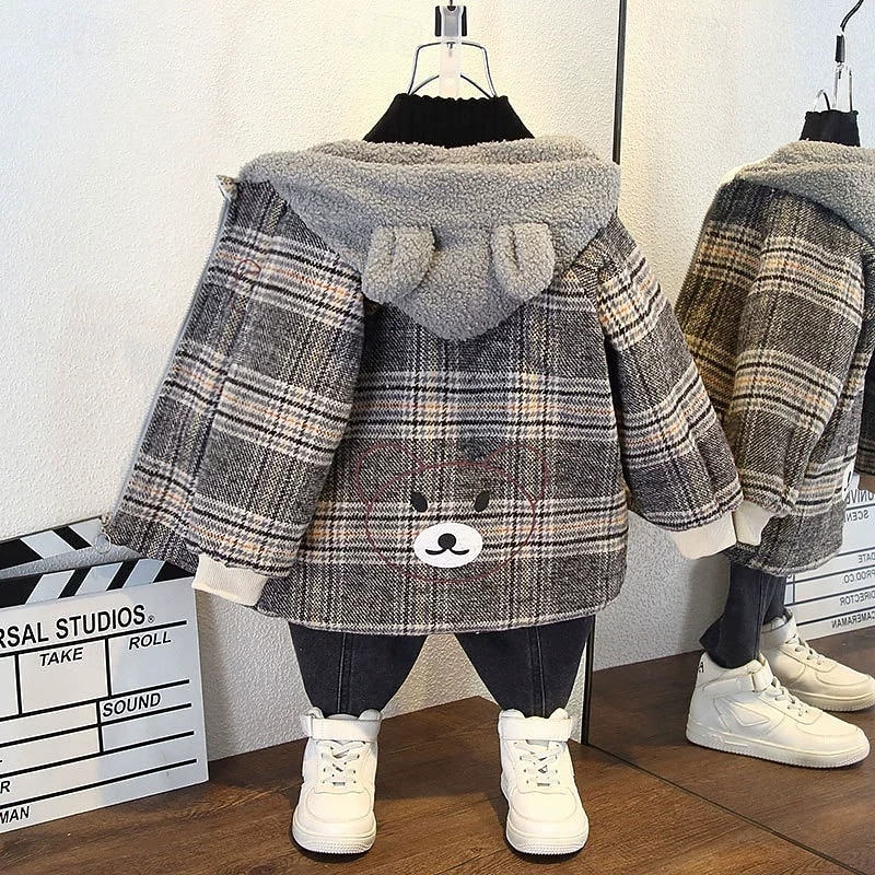 Kids Girls' Fleece Jacket Outdoor Jacket Winter Coat Stripe Fashion Zipper Pocket Comfort Soft Outdoor Coat Outerwear 4 years+ Spring Light Grey Dark Gray