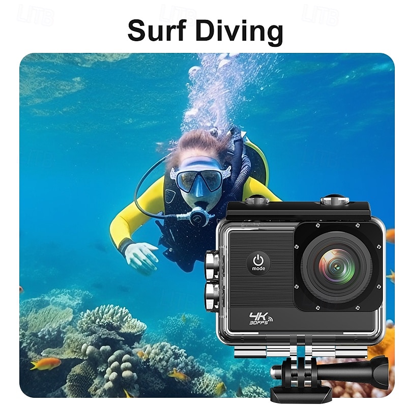 V3 4K Action Camera Portable Rechargeable Recording Image and Video Function WiFi Waterproof Underwater Camera 2 inch IPS screen