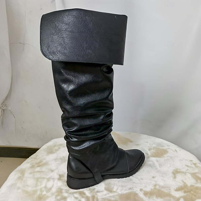 Retro Vintage Medieval Renaissance Boot Covers Pirate Viking Crusader Fancy Dress Men's Pirate Steampunk Halloween Masquerade LARP Ren Faire Adults' Shoe Cover3