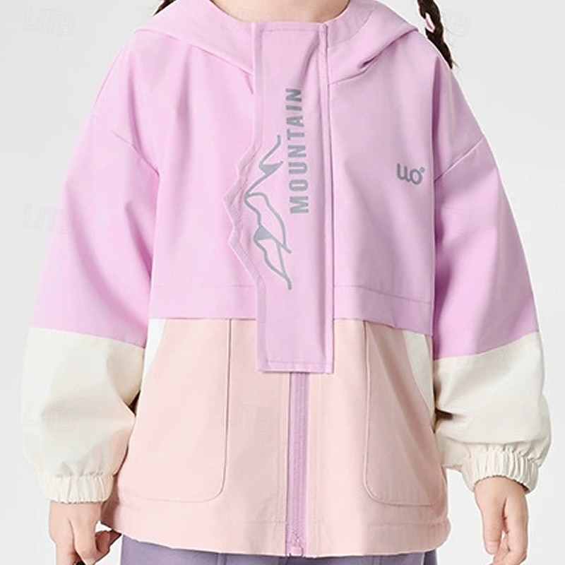 Kids Girls' Hiking Jacket Outdoor Jacket Coat Color Block Fashion Zipper Pocket School Coat Outerwear 4 years+ Spring Apple Green Pinky
