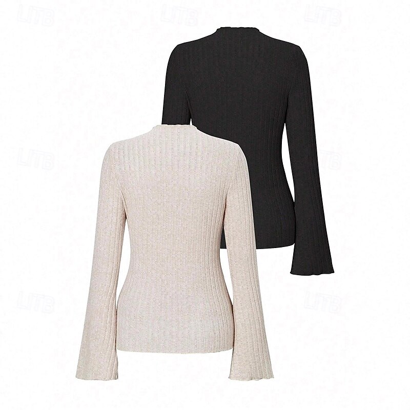 Women's Lounge Tops Fashion Bell Sleeve Sports Solid Color Top For Party Sports Holiday Slim Activewear