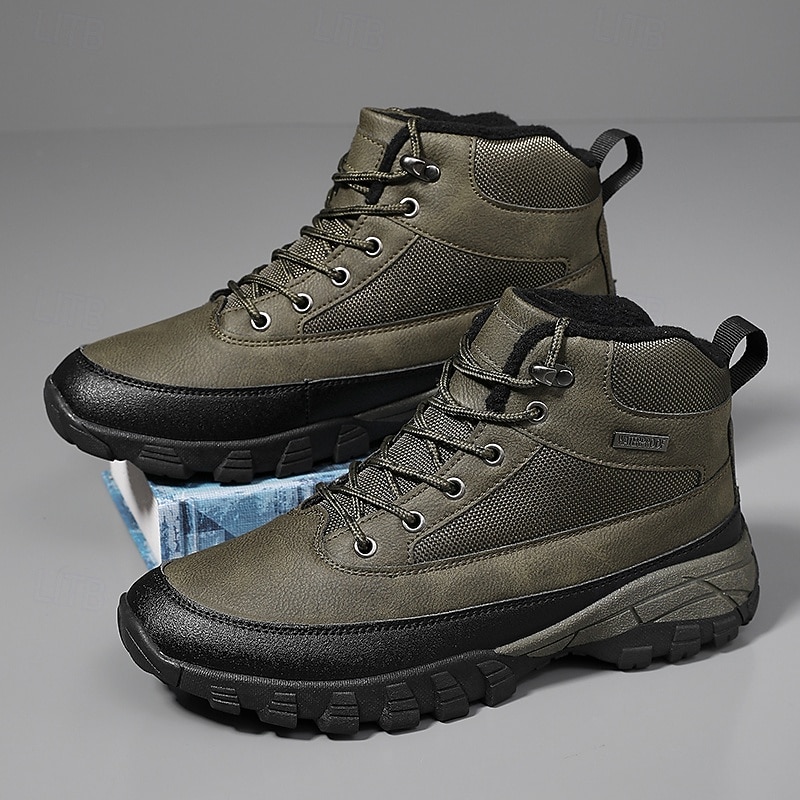 Men's Olive Green Ankle Hiking Boots with Rugged Traction Sole, Lightweight Outdoor Work and Trekking Shoes for Men4