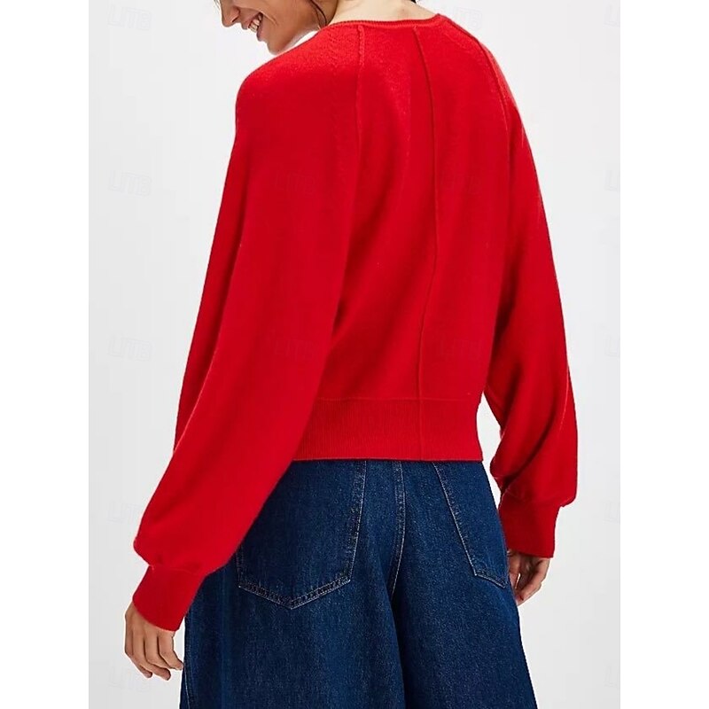 Women's Blouse Solid Color Stylish Casual Long Sleeve Crew Neck Regular Tops Daily Buttons Red Brown Gray Spring Fall Winter4