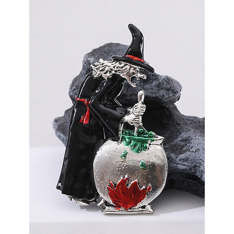 Women's Halloween Witch Cauldron Brooch Pin with Enamel Design, Festive Costume Jewelry Accessory for Party and Holiday Outfits4