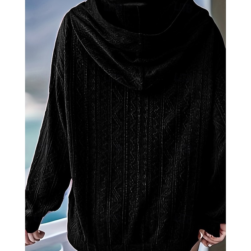 Women's Pullover Hoodie Sweatshirt Plain Casual Long Sleeve Hooded Regular Tops Street Dailywear Patchwork Black Brown Gray Fall Winter4