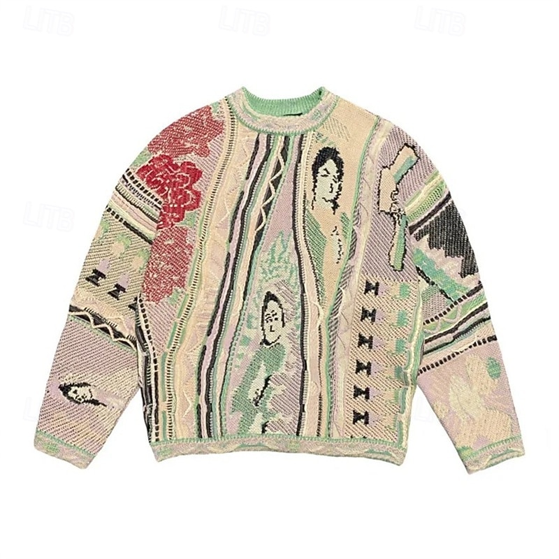 Men's Graphic Fashion Streetwear Crew Neck Going out Black Blue Print Spring Fall Designer