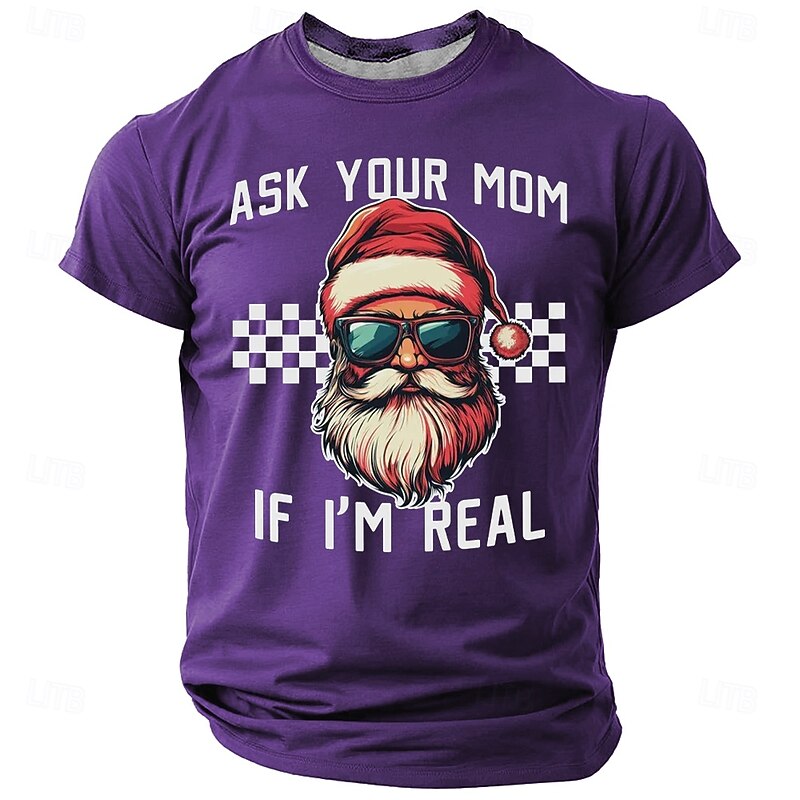 Men's T Shirt Santa Claus Crew Neck Clothing Apparel 3D Print Outdoor Christmas Gifts Party Short Sleeve Cool Daily3