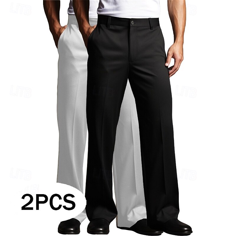 Men's Trousers Dress Pants Suit Pants Front Pocket Straight Leg Plain Comfort Full Length Wedding Business Daily Fashion Chic & Modern White+Green White+khaki Inelastic