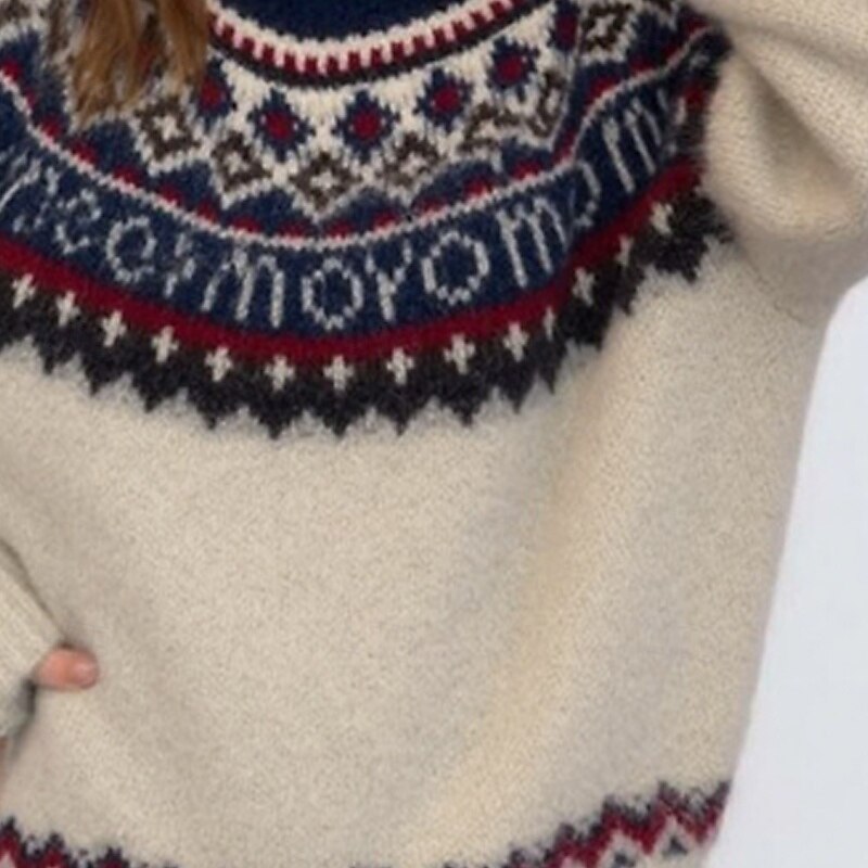 Women's Sweater Fair Isle Sweater Pullover Fashion Casual Geometric Ribbed Crew Neck Knitted Print Long Sleeve Regular Tops Knit Christmas Outdoor Daily Beige Fall Winter3