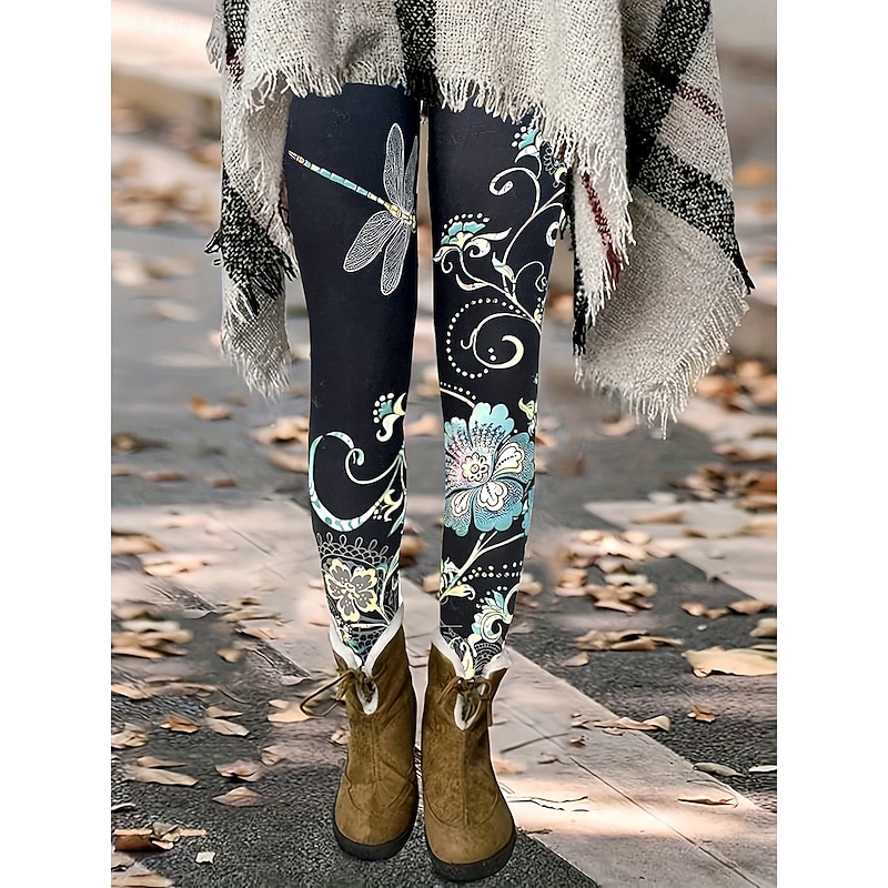 Women's Slacks Leggings Cozy Leggings Vacation Vintage Streetwear Full Length Natural Floral Graphic Animal Elastic Waist Print Comfy Outdoor Comfortable High Elasticity Outdoor Vacation Streetwear
