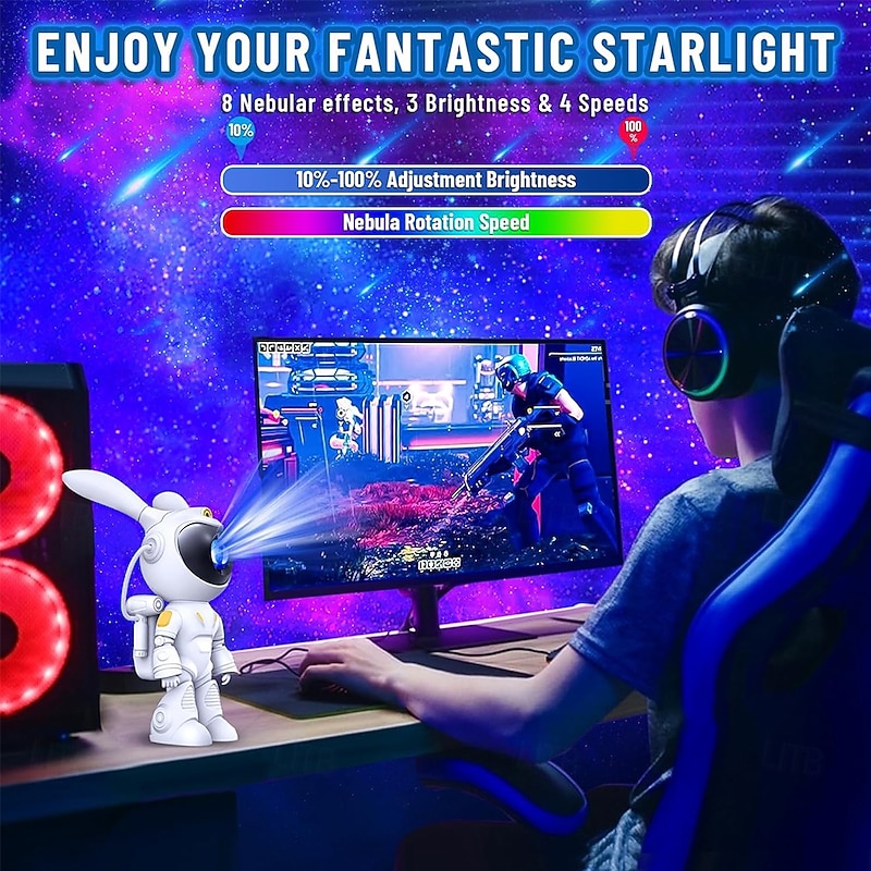 Astronaut Star Projector LED Galaxy Star Night Light Planetarium Projector with Timer and Remote Control Bedroom Ceiling Projector Light Kids Gift4