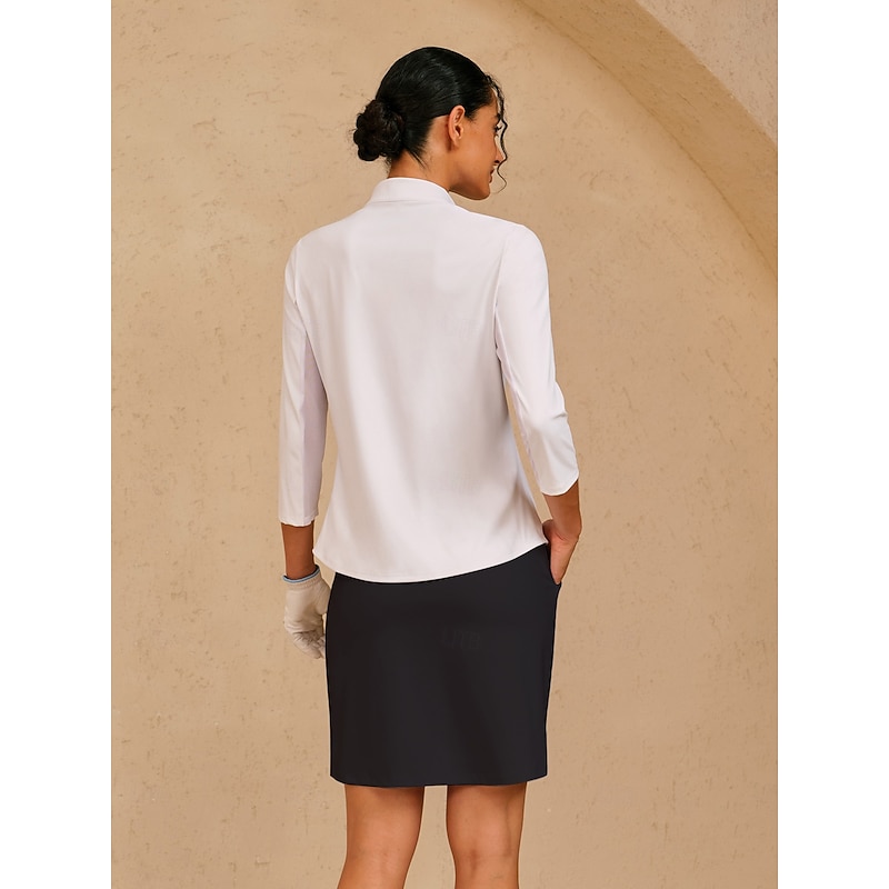 Women's Golf Polo Shirt White Top Ladies Golf Attire Clothes Outfits Wear Apparel2