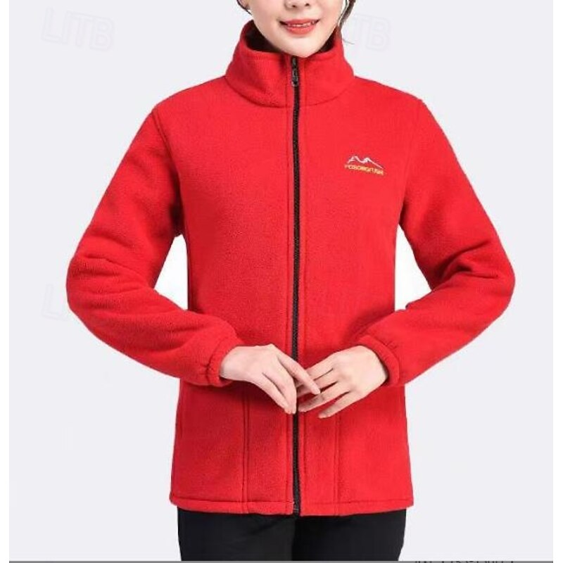 Women's Polar Fleece Jacket Stand Collar Soft Warm Pocket Long Sleeve Sports Solid Color Top For Gym Running Fitness Classic-Fit Activewear3
