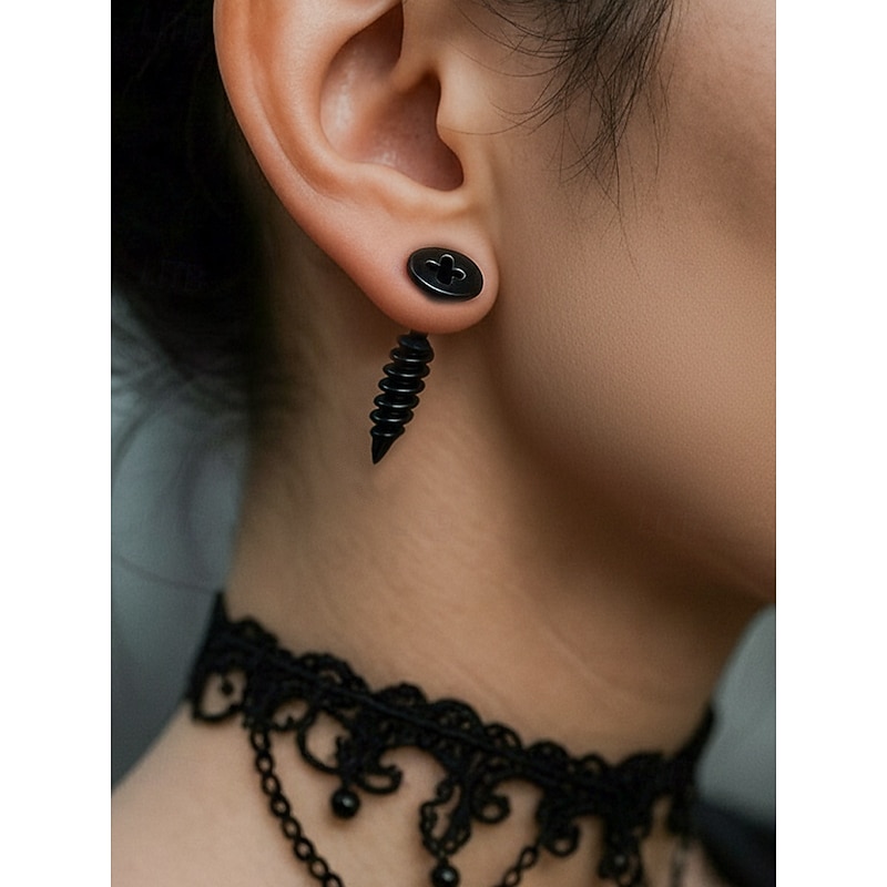 Women's Halloween Stainless Steel Screw Earrings – Punk Gothic Stud Jewelry for Costume Party and Cosplay2