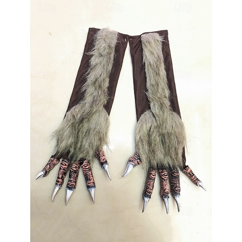 Men's Halloween Werewolf Claw Gloves – Long Hairy Monster Hands with Sharp Fingertips for Cosplay, Costume Parties and Themed Events3