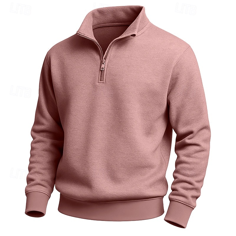 Men's Sweatshirt Pullover Hoodie Sweatshirt Pullover Quarter Zip Sweatshirt Black Pink Navy Blue Purple Green Standing Collar Plain Patchwork Sports & Outdoor Casual Daily Streetwear Cool Sportswear4