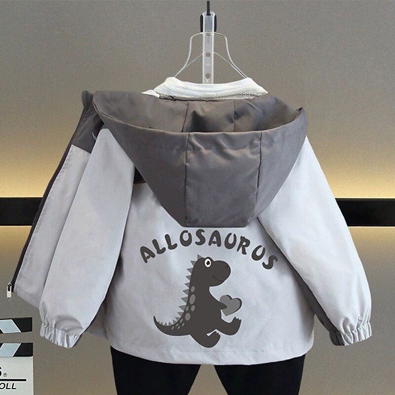 Kids Boys' Hiking Jacket Outdoor Jacket Baseball Jackets Outerwear Color Block Long Sleeve Zipper Pocket Lightweight Comfort Windproof Coat Outdoor Fashion Daily Deep Green ash-colored Spring Fall 43