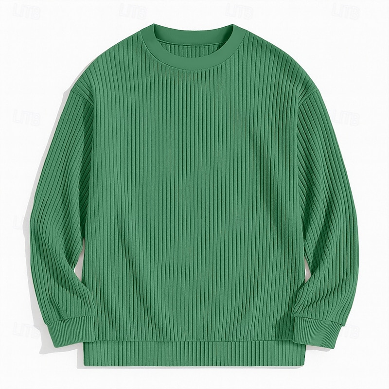 Men's Sweatshirt Corduroy Pullover Hoodie Sweatshirt Pullover Apricot Pink Red Navy Blue Green Crew Neck Plain Textured Sports & Outdoor Casual Daily Streetwear Cool Sportswear Spring &  Fall3