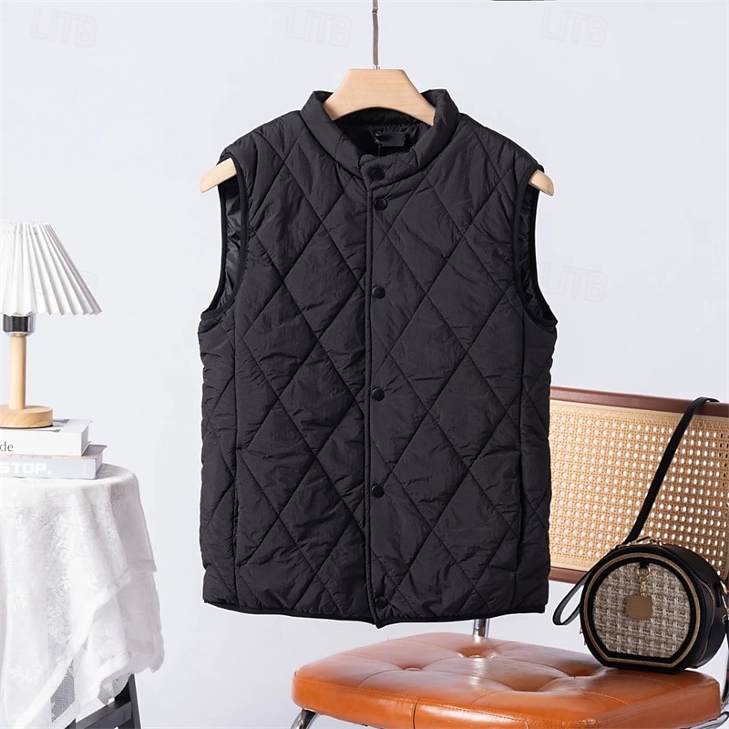 Women's Puffer Jacket Quilted Jacket Casual Jacket Comfortable Breathable Pocket Buttons Casual Plain Vacation Street Casual Daily Wear Single Breasted Short Stand Collar Regular Fit Sleeveless4