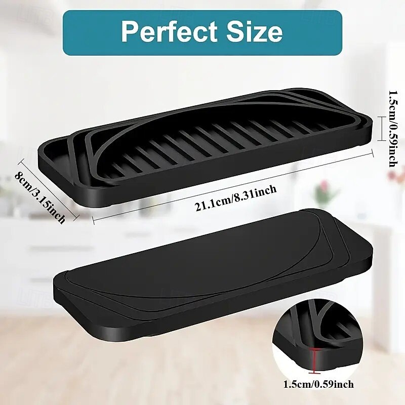 Silicone Refrigerator Drip Tray, Cuttable Water Dispenser Drip Collector, Spill-Free Non-slip Dispenser Pan Protector for Whirlpool/Samsung/LG/GE Fridge Accessories4
