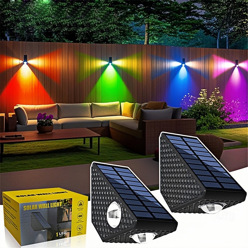 Led Solar Powered Lighting For Garden Walls Outdoor Courtyard Wall Lights Waterproof Spotlights Burst Lights And Wall Cleaning Lights  1PC