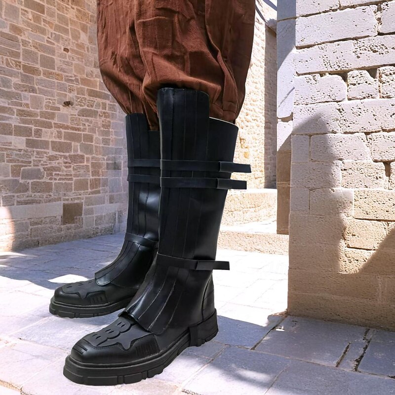 Medieval Renaissance Shoes Knee High Boots Flat Jazz Boots Pirate Viking Crusader Fancy Dress Men's Unisex Celtic Pirate Halloween Masquerade Adults' Shoes