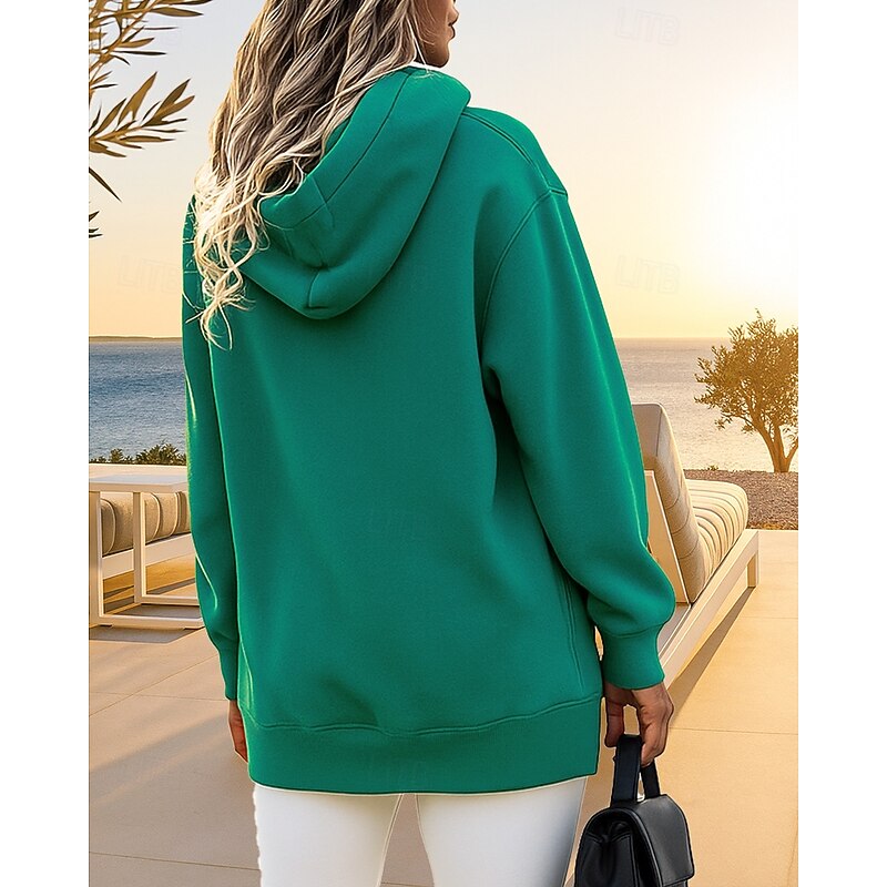 Women's Hoodie Sweatshirt Pullover Sweatshirt Long Sleeve Top Athleisure Fall Solid Colored With Pockets Baggy Oversized Outdoor Travel Vacation Sportswear Activewear White Light Pink Pink2