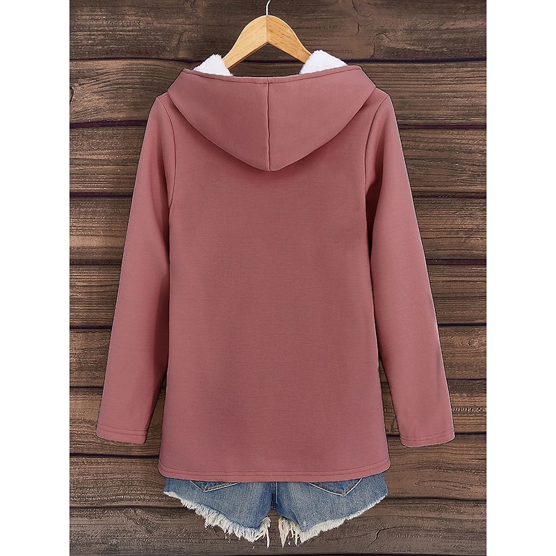 Women's Pullover Hoodie Sweatshirt Santa Claus Warm Casual Sherpa Fleece Long Sleeve Hooded Long Tops Street Dailywear Casual Print Dark Pink Blue Gray Fall Winter4